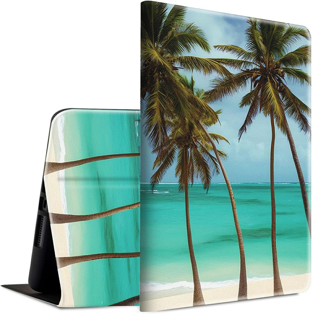 for iPad 9th/8th/7th Generation Case 2021/2020/2019 Lightweight Smart Cover Adjustable Stand with Auto Wake/Sleep Protect Cover for iPad 10.2 inch - Palm Tree Beach