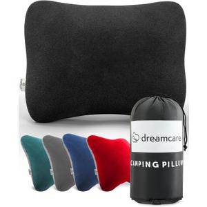 DREAMCARE Camping Pillow, Memory Foam Travel Pillow, Camping Accessories - Small Pillow Camping Essentials Camping Pillows for Sleeping, Backpacking Pillow, Travel Pillows for Sleeping (Medium,Black)