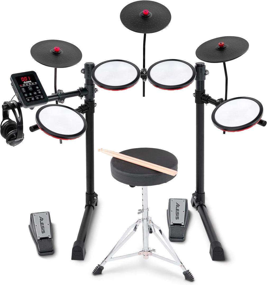 Alesis Turbo Max Electric Drum Set with Quiet 8" Mesh Pads, Lessons, Bluetooth and Accessories, Foldable