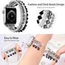MOFREE Beaded Bracelet Compatible with Apple Watch Band 38mm/40mm/41mm/42mm, Fashion Elastic Stretch Women Bands for iWatch Series 11/10/9/8/7/SE/6/5/4/3/2/1 iPhone Watch Strap Bands (Black/Silver)