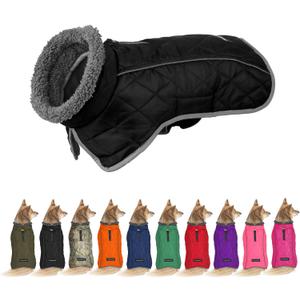 Fragralley Dog Coat Large, Waterproof Dog Jacket with Warm Fleece Lining, Adjustable Reflective Dogs Winter Coat, Turtleneck Pet Coats for Cold Weather (Black XXL)
