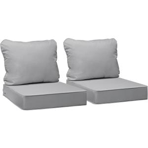 AAAAAcessories Outdoor Deep Seat Cushions, Waterproof, Fade-Resistant Patio Furniture Replacement Cushions, 23.5" x 25.5" x 5" + 23.5" x 19", Set of 2, Gray