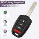 No Cutting Required - Key Fob Shell Case Replacement Fits for Honda Accord Civic CRV HRV 2013-2021 Keyless Entry Remote Key Fob 4 Button Pad Cover MLBHLIK6-1TA MLBHLIK6-1T (4 Button A)