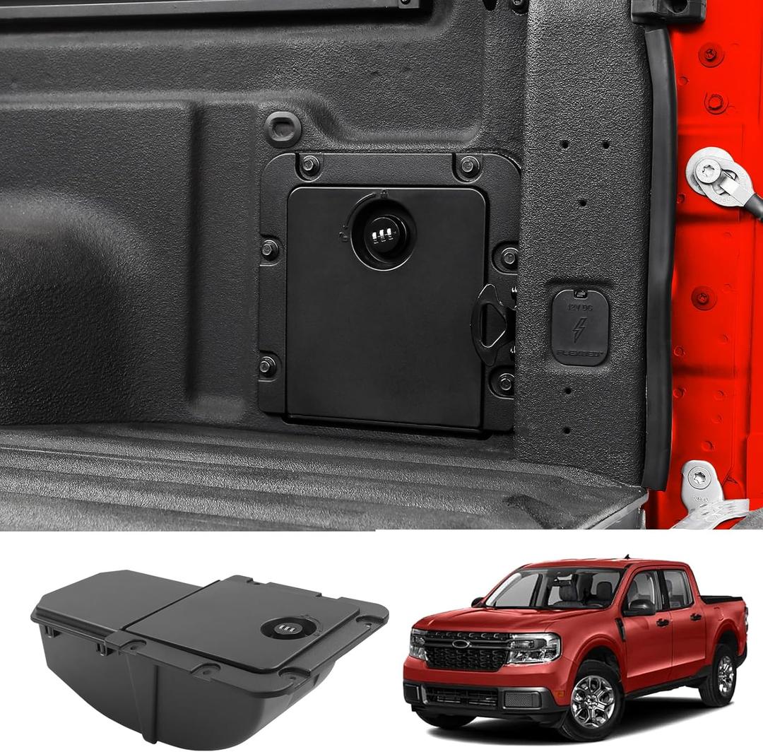 Mabett Bed Cargo Partition Storage Bin with Code Lock Compatible with Ford Maverick XL 2025 2024 2023 2022 Accessories, Rear Truck Side Organizer Fit Maverick XL