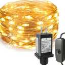 Fairy Lights Plug in,33Ft 100 LEDs Copper Lights Warm White,Christmas Lights Indoor Outdoor,Led Fairy String Lights for Bedroom Party Wedding Patio Christmas Tree Decoration