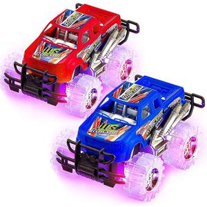 Playbees Light-Up Monster Trucks - 2 Pack Assorted Color Cars with Flashing Tires - Novelty Toys, Bag Stuffers, Party Favors