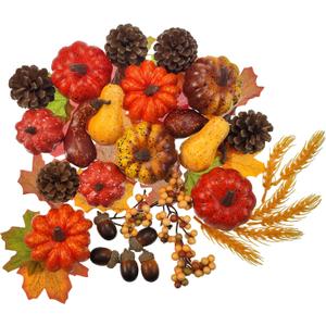 Fake Pumpkin Decor Set,Mini Fake Pumpkin Decor,Fall Harvest Decorations,Halloween Thanksgiving Decor and Table Centerpieces (Yellow)