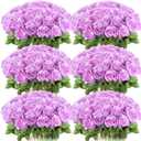 Jexine 50 Pcs Artificial Rose Flower Realistic Silk Roses with Stem Bouquet of Flower Plastic Flower Real Looking Fake Rose for Home Wedding Centerpieces Party Decoration (Light Purple)