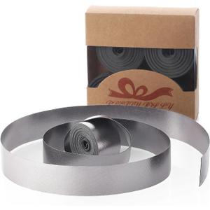 Pretty Jolly Silver Gray Metal Glossy Ribbon for Gift Wrapping Handmade Bright Fabric Glitter Ribbon for Flower Bouquet Double Sided Sparkly Ribbons for DIY Crafts Wedding Invitations 1 Inch 20Yds