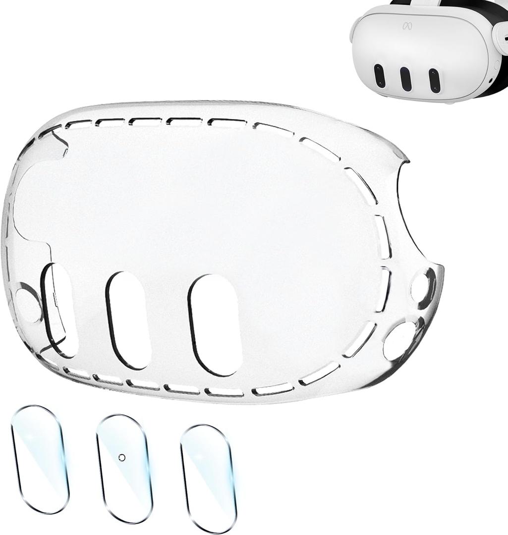 Upgraded Lens Protector Cover for Meta Quest 3, Plastic Hard Protective Shell Cover for Oculus Quest 3, Accessories for Quest 3 - Frosted Clear