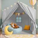 Kids Tent, Play Tent with Star Lights, Large Play Tents with 2 Windows, Kids Playhouse Indoor & Outdoor, Reading Nook, Christmas Toddler Tents for Girls & Boys, 52" x35" x 51", Gray