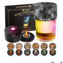 Electric Whiskey Smoker Kit with 4 Light Modes, Rechargeable Cocktail Smoker, 6 Wood Chips, No Butane Required, Christmas/Birthday Gifts for Men, Dad, Husband