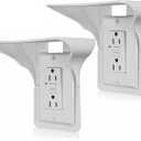 2 Pack Single Wall Outlet Shelf Home Wall Shelf Organizer for Outlets, Perfect for Bathroom Kitchen Bedroom with Cord Management and Easy Installation. (White)