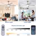 Depuley 52-Inch Ceiling Fan with Light: Brushed Nickel Ceiling Fans with 5 Blades Dual Finish Reversible - Farmhouse Ceiling Fan with Remote Control Noiseless for Living Room Outdoor Patios