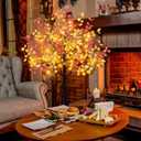 Lighted Eucalyptus Tree, 4FT Fall Tree With 48 Lights, Artificial Autumn Light Up Decorations for Home Indoor Outdoor Decor