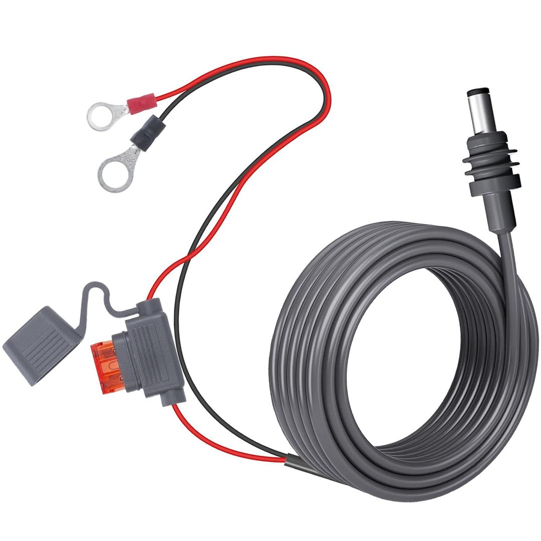 for Starlink Mini Direct Battery Power Cable, 5M/16.4FT, 18AWG DC Power Cable with Fuse Holder for Starlink Mini, 12V-48V Input, Battery Ring Terminals for RV, Boat, Off-Grid Solar (5M)