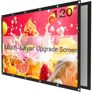 Pipishell 120 Inch Multi-Layer Upgraded Projector Screen,16:9 4K UHD Outdoor Movie Screen, Foldable & Hand-Washable,Portable Projector Screen for Backyard Movie Nights,Home Theater Movie,and Camping