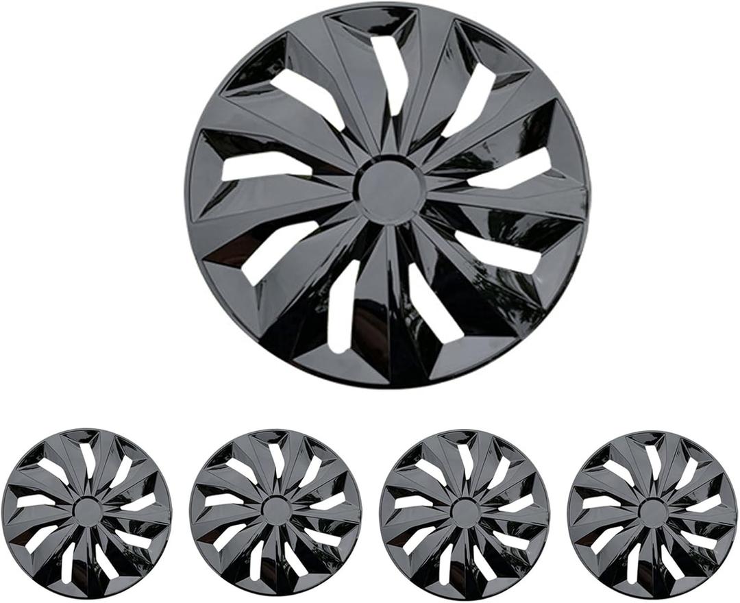 16 Inch Black Hubcaps Wheel Covers Replacement R16 Hub Caps Snap On Universal Wheel Rim Cover Exterior Accessories for Car Trunk SUV Set of 4