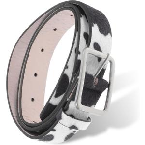 GALPADA Cow Print Belt for Women Adjustable Waist Belt Pu Leather Female Waist Decor for Jeans Dresses Street Wear Party Dance Performance 39.37 X 2.16 X 1.57 in