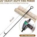 One-Piece Fire Poker for Fire Pit Outdoor 26in Manganese Steel