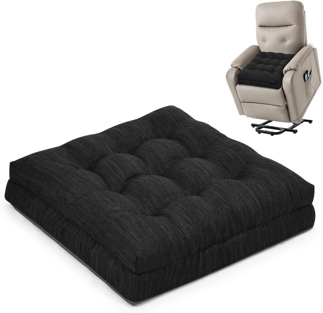 Shinnwa Memory Foam Recliner Cushion for Elderly, Patented Design Extra Large Seat Cushion, Dual-Layer Foam Chair Pad for Couch, Armchair, Wicker Chairs, Floor, 20  20  5in, Charcoal
