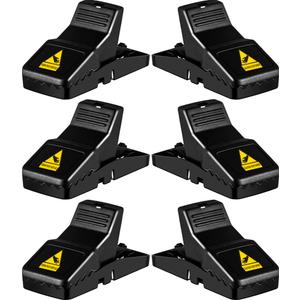 Feeke Rat Trap, Large Mouse Traps, Mouse Traps Indoor for Home, Instant Kill Traps for Mouse Rat Chipmunk, Quick Set Up and Reusable - 6 Pack, Black