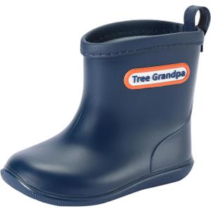 Tree Grandpa Toddler Rain Boots for Boys Girls Waterproof Baby Kids Rain Boots With Easy-on (Navy)