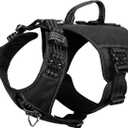ICEFANG GN8 Tactical Dog Harness with 4X Metal Buckles for Medium Sized Dogs,Reflective in Training Walking K9 Vest,No-Pull Front Leash Clip,Adjustable Pet Harness (Black, Medium (Pack of 1))