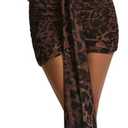 HNMYCY Women's Sexy Halter Bodycon Mini Dress Ruched Deep V Neck Backless Going Out Dresses Leopard S