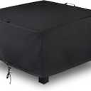 SunPatio Square Fire Pit Cover 44 Inch, Heavy Duty Waterproof Fire Pit Table Cover, Outdoor Patio Furniture Table Protector with Adjustable Drawstring and Handles, UV & Rip & Fade Resistant, Black