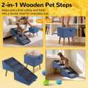 Dog ramp for Small Dogs, 2-in-1 Pet Steps & Ottoman - Foldable Dog ramp for Couch, Non-Slip Wooden Pet ramp for Puppy Senior Injured Dogs (Blue, XL (17.13H))