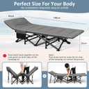 Mopaicot Camping Cot, Folding Cot Bed for Adults with Built-in Mattress and Pillow, Portable Outdoor Sleeping Cot for Camping and Travel, with Carry Bag, Grey, Max Load 450 LBS