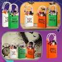 Amyhill 3 Pcs Halloween Wooden Table Centerpiece Decor for Home Trick or Treat Fake Candy Tiered Tray Decor Wood Treat Bags Tabletop Shelf Sitter for Halloween Home Shelf Party Supplies