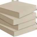 Outdoor Chair Cushions Set of 4: Waterproof & Fade Resistant Seat Cushion for Patio Furniture - 19 x 19 x 2 Inch Chair Pads with Ties and Hidden Zipper - Patio Chair Cushion Replacement, Beige