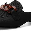 Mousse Fit Women Flat Mules Commute Pointed Toe Mules Flats Slip On Slides Walking Shoes (Dark, Adult, Women, 6, Numeric, US Footwear Size System, Medium)