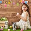 Retisee 3 Pcs Black Brown Easter Flameless LED Candles Battery Operated Bunny Spring Flickering Pillar Candles with Remote Rabbit Easter Centerpiece for Bedroom Living Room Dinner Table Decoration