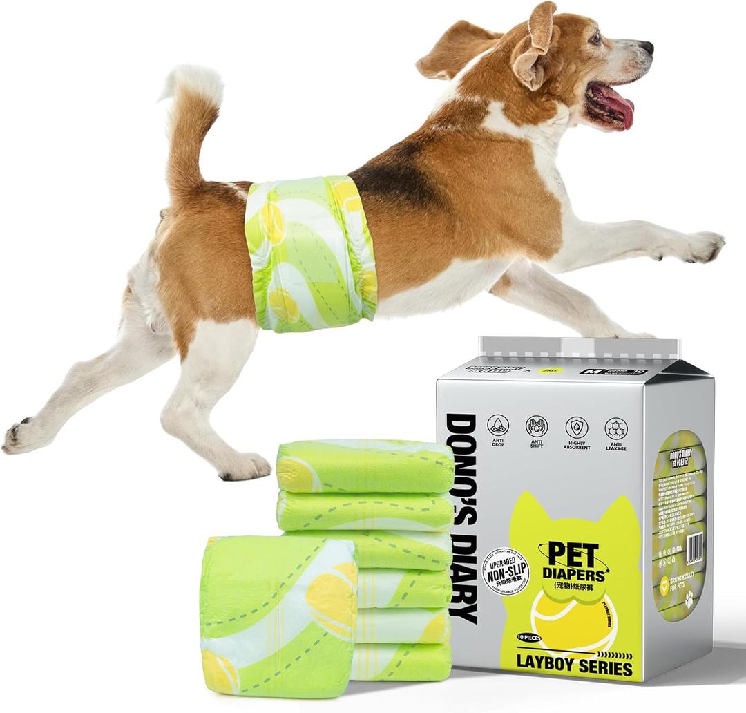Dono Dog Diapers Male 60ct, Disposable Non-Slip Male Dog Wraps, Super Absorbent Puppy Diapers with Rapid-Dry Technology, Wetness Indicator, Leak-Proof Doggie Pampers, Medium (Medium (18-25inch))