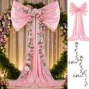 BreezeHug Pink Large Bow for Backdrop Wedding Giant Bow Decor with Long Ribbons Coquette Room Wall Decor for Wedding Bridal Shower Arch Wall Baby Shower Birthday Party (47 x 30 Inches)