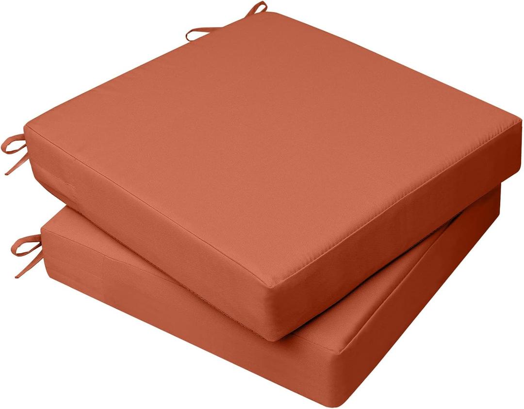 AAAAAcessories Outdoor Seat Cushions for Chairs, Waterproof, Fade-Resistant, 24" x 24" x 4", Patio Furniture Replacement Cushions, Set of 2, Rust