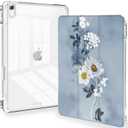 Feams for iPad A16 11th Generation 11 Inch Case 2025, iPad 10th Generation 10.9 Inch 2022, Slim Clear Back Cover with Pencil Holder & Auto Sleep, Blue Floral
