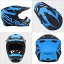 Motocross Helmet,Youth Adult ATV Dirt Bike Motorcycle Helmet,BMX 4-Wheeler Off-Road Mountain Bike Helmet,DOT Certified,W/Gloves Goggles Mask 4-Piece Set (X Blue, Small)