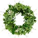Qingbei Rina Eucalyptus Wreath for Front Door All Seasons 22-24 Inch, Spring Summer Wreaths with White Berry, Maple Leaf, Green Leaf Wreaths Indoor Outdoor, Mother's Day Wall Farmhouse Home Decor
