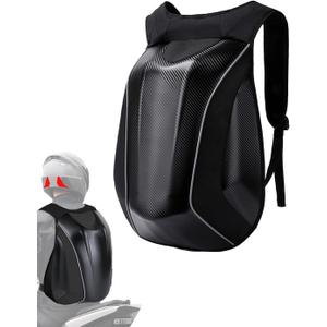 JFG RACING Motorcycle Backpack,30L Hardshell Carbon Fiber Pattern Waterproof Helmet Backpack for Men Riding Bag for Travel Daily Storage Motorcycles Accessories, Large