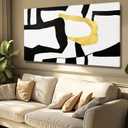 NBAODAN Black and White Wall Art Abstract Wall Decor Geometric Canvas Poster Large Wall Painting 24"x48" Gold Pictures for Office Dining Room Bedroom