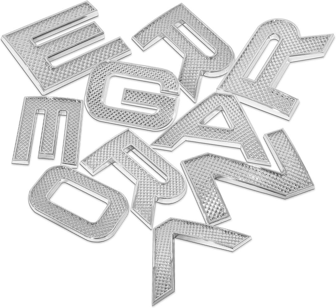 Replacement 3D Raised Front Head ABS Letter Decal Rear Letters Emblem Tailgate Letter Rear Emblem Sports Line Badge Compatible with RxxxE and RxxxR (Glossy Silver)