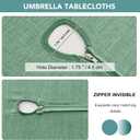 Outdoor Tablecloth with Umbrella Hole - Patio Table Cloth Zippered Round 60 Inch, Sage Green Linen-Look Polyester Table Cover Water Resistant for Picnic Outside