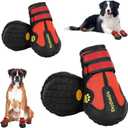 DcOaGt Dog Shoes for Large Dogs 4PCS Anti-Slip Dog Boots & Paw Protectors for Hot Pavement Winter Snow Hiking Walking, Waterproof Breathable and Reflective Dog Booties for Large Size Dogs (Size 8:Width 2.77-2.96 inch(Pack of 4))