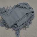 Homiest Decorative Knitted Throw Blanket with Fringe Soft & Cozy Tassel Blanket for Couch Sofa Bed (Baby Blue, 50x60)