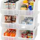 Plastic Containers for Organizing and Storage Bins for Closet, Kitchen, Office, Garage or Pantry Organization, Stackable Bins, Large (14.8" x 8" x 7"), 6-Pack, Clear