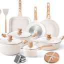 Caannasweis 20Pcs Cookware Sets, Nonstick Pots and Pans Set, Granite Induction Cookware, Non Stick Kitchen Cooking Set, Grayish White Grill Pan Set, PFOS PFOA Free